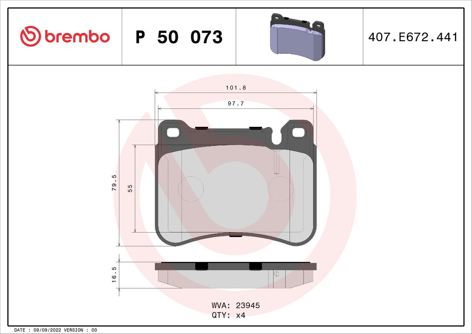 Brake Pad Set, disc brake - P 50 073