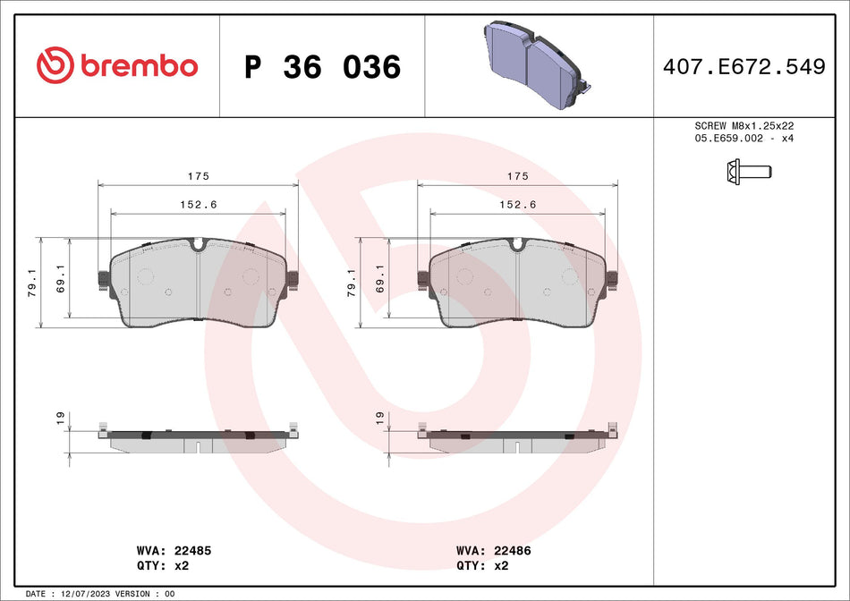 Brake Pad Set, disc brake - P 36 036