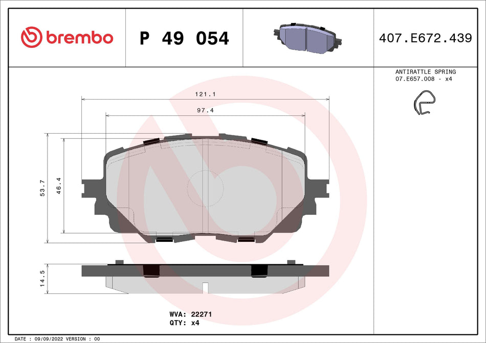 Brake Pad Set, disc brake - P 49 054