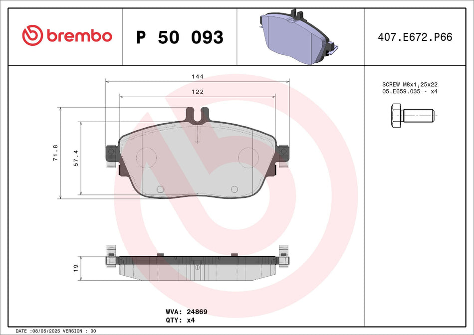 Brake Pad Set, disc brake - P 50 093X