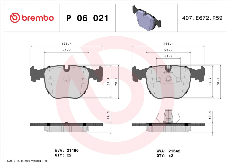 Brake Pad Set, disc brake - P 06 021