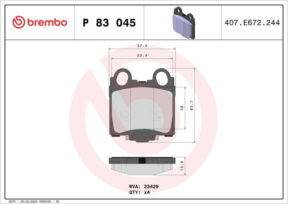 Brake Pad Set, disc brake - P 83 045