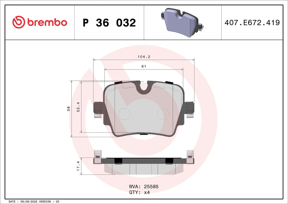 Brake Pad Set, disc brake - P 36 032