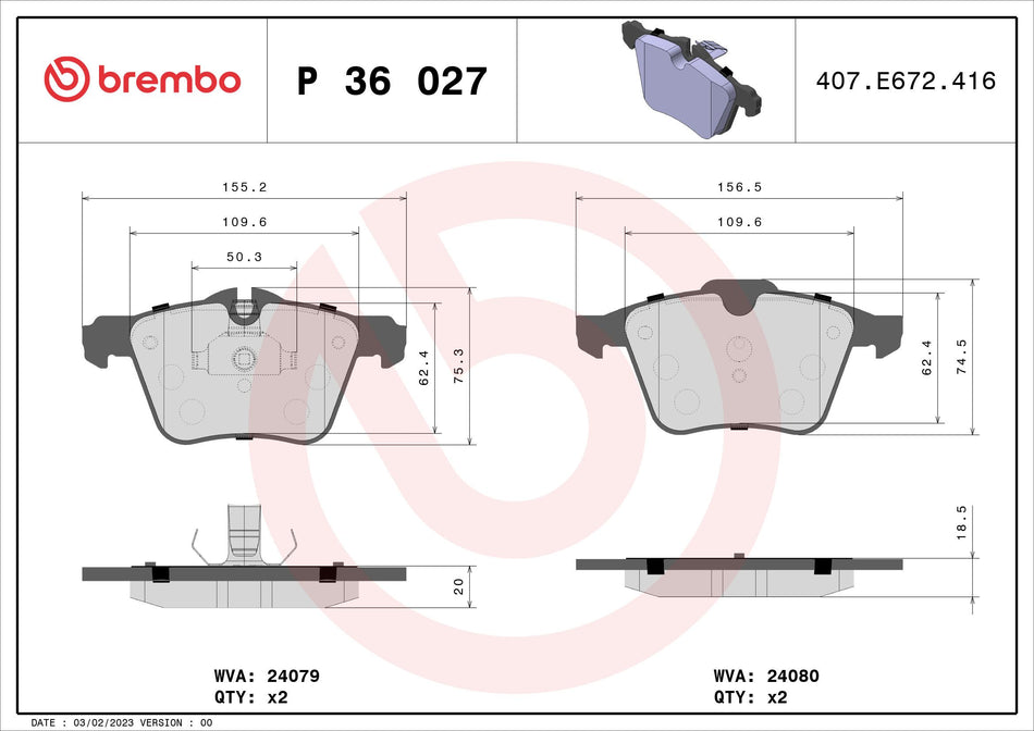 Brake Pad Set, disc brake - P 36 027