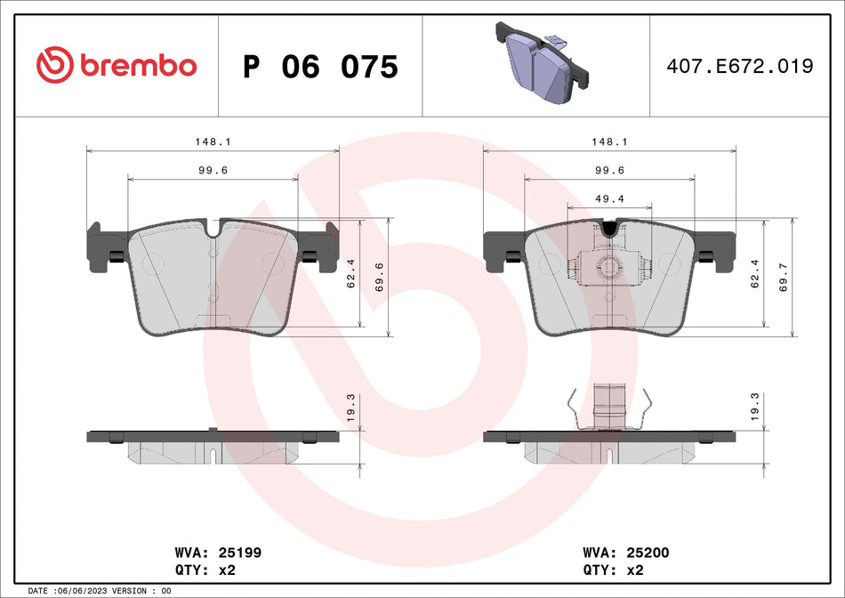 Brake Pad Set, disc brake - P 06 075