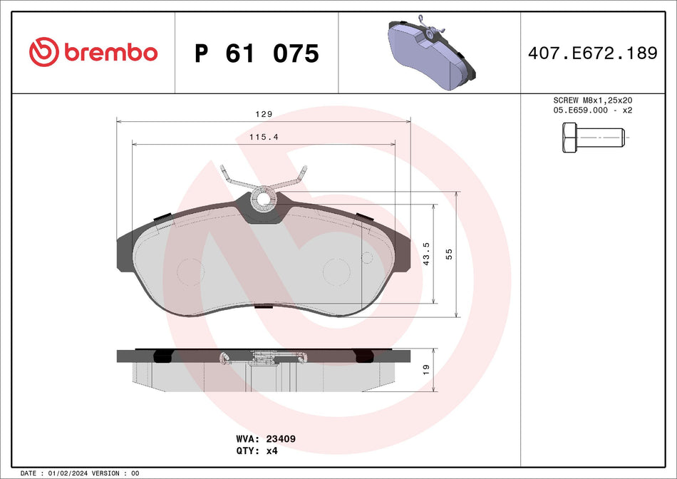 Brake Pad Set, disc brake - P 61 075