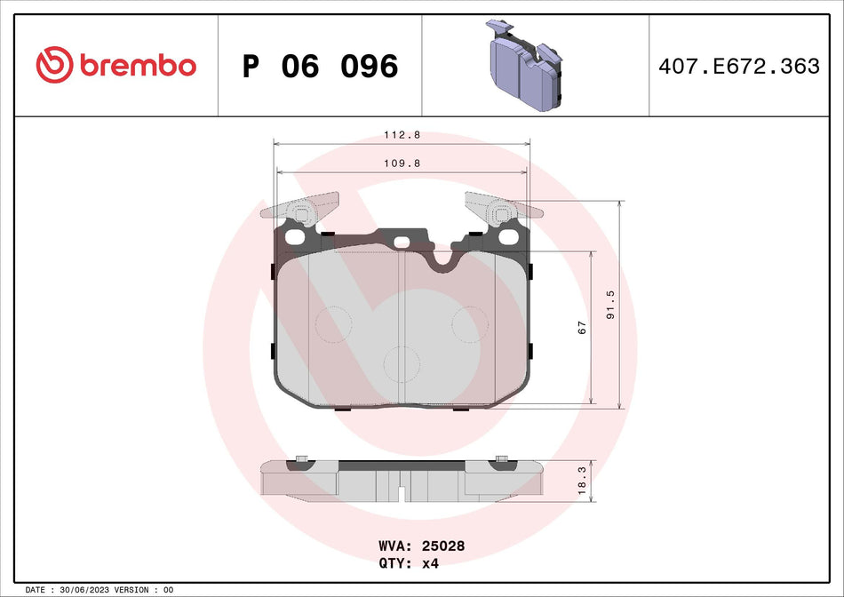 Brake Pad Set, disc brake - P 06 096