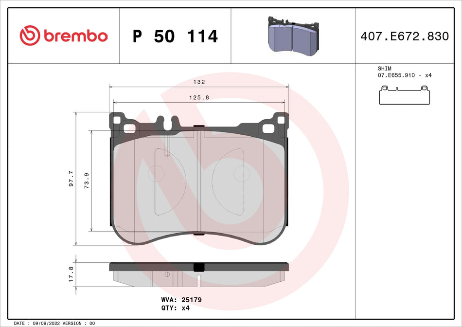 Brake Pad Set, disc brake - P 50 114