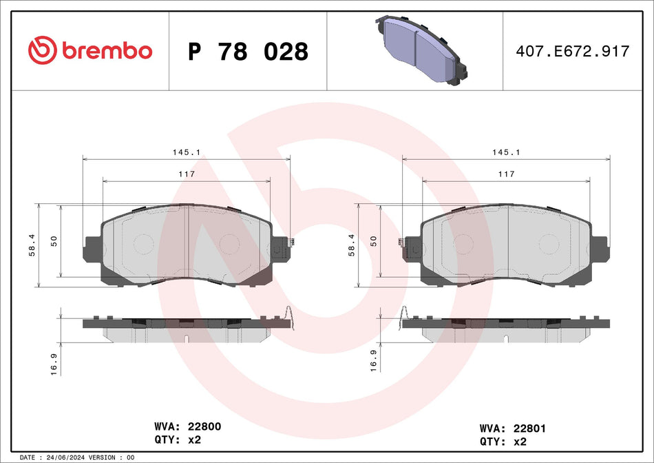 Brake Pad Set, disc brake - P 78 028