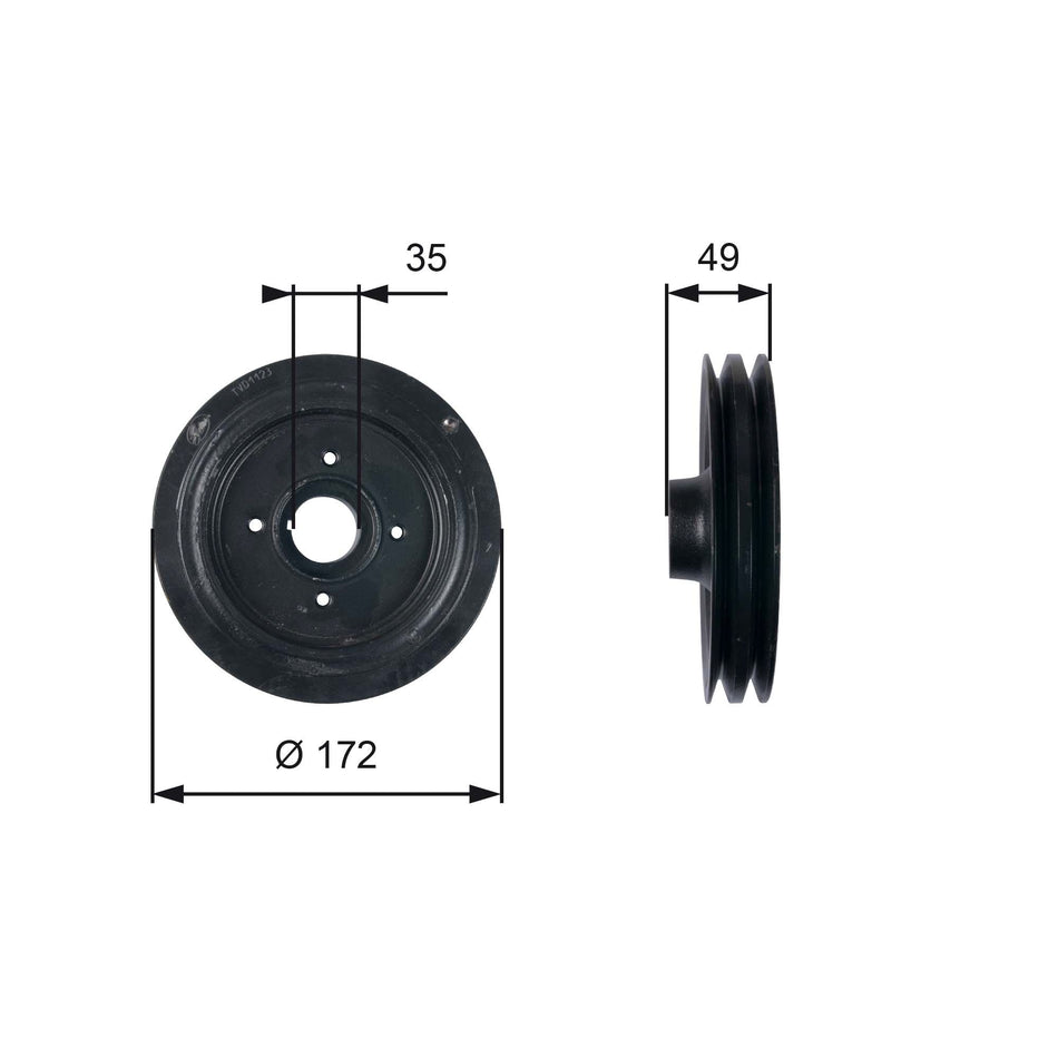 Belt Pulley, crankshaft - TVD1123