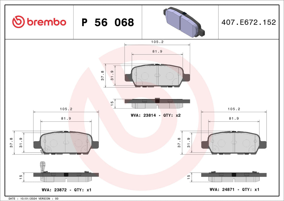 Brake Pad Set, disc brake - P 56 068