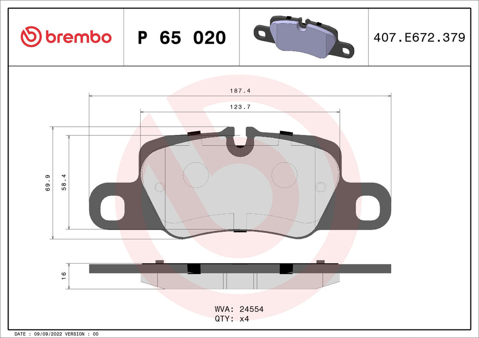 Brake Pad Set, disc brake - P 65 020