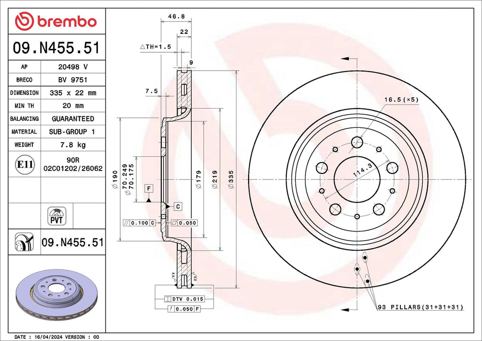 Brake Disc - 09.N455.51