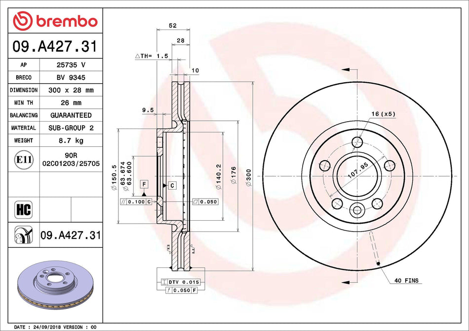Brake Disc - 09.A427.31