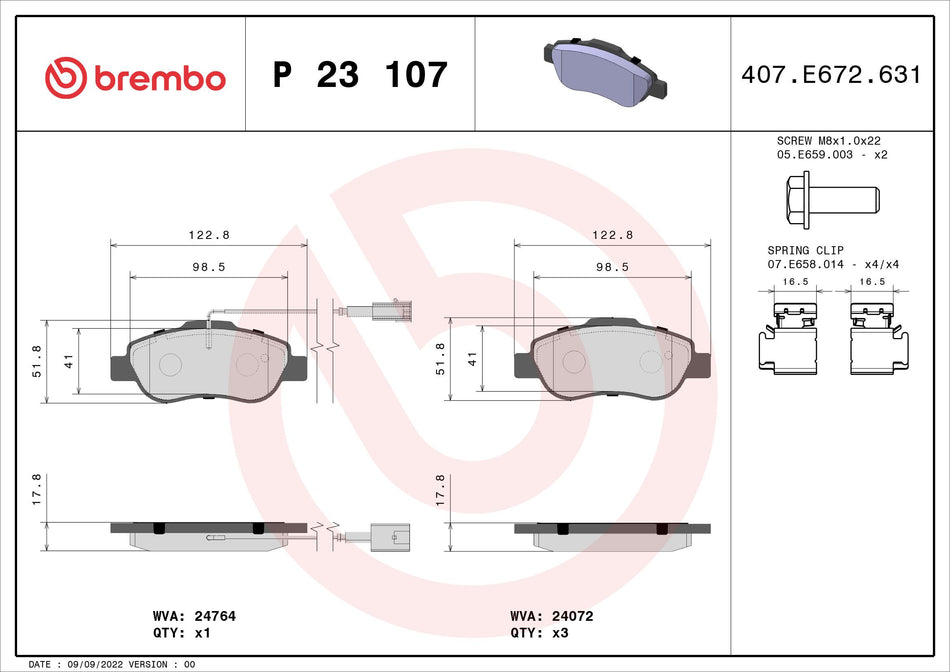 Brake Pad Set, disc brake - P 23 107