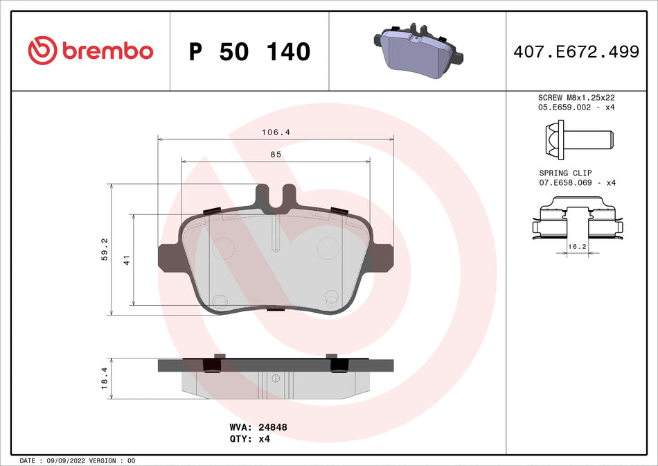 Brake Pad Set, disc brake - P 50 140