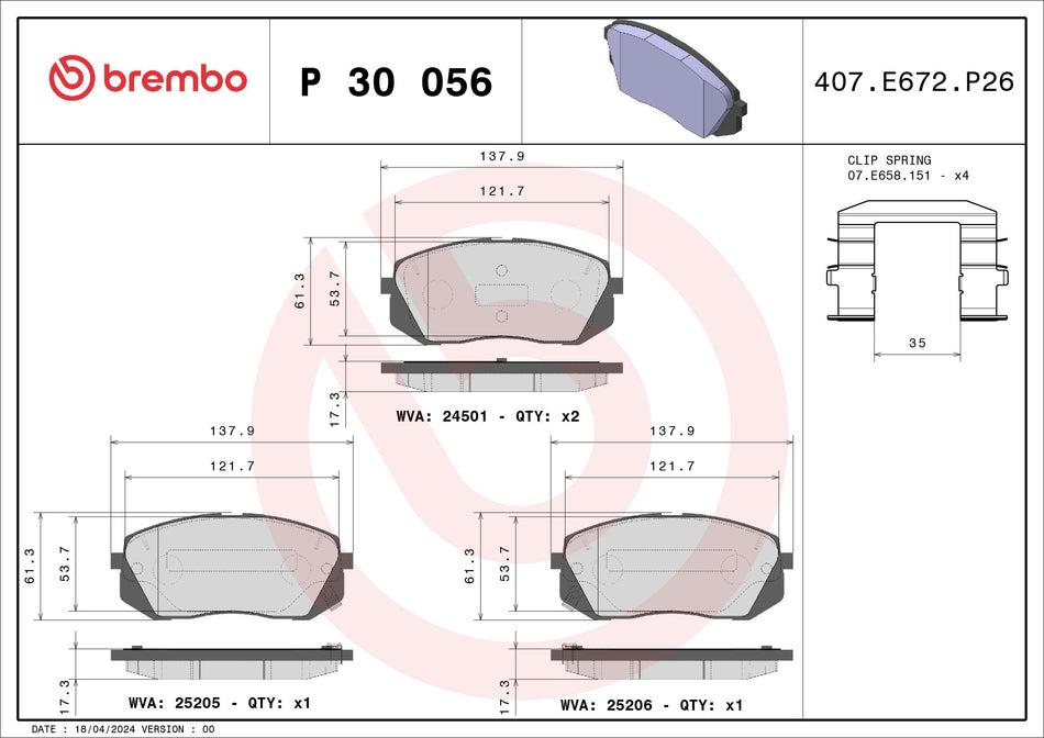 Brake Pad Set, disc brake - P 30 056