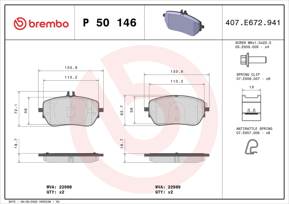 Brake Pad Set, disc brake - P 50 146