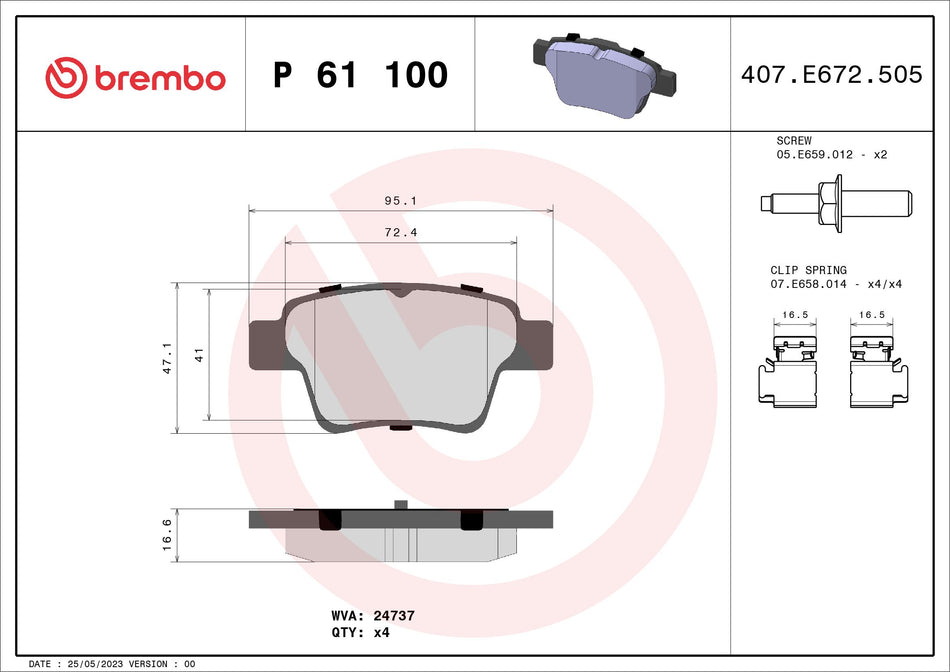 Brake Pad Set, disc brake - P 61 100