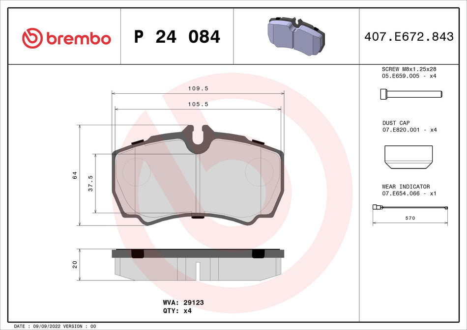 Brake Pad Set, disc brake - P 24 084