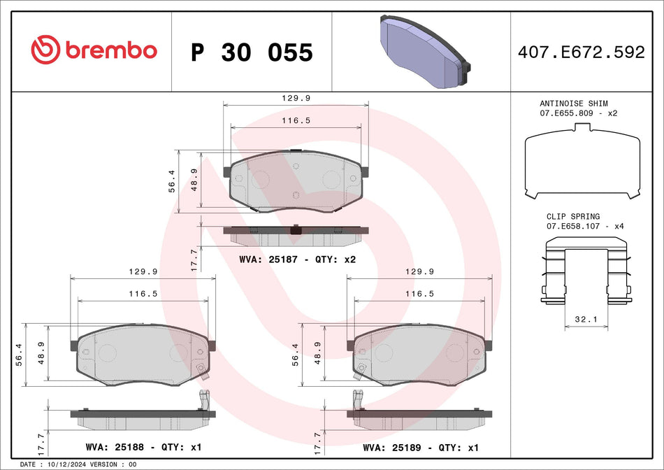Brake Pad Set, disc brake - P 30 055