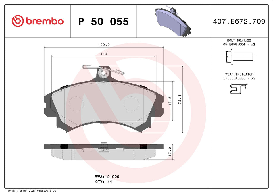 Brake Pad Set, disc brake - P 50 055