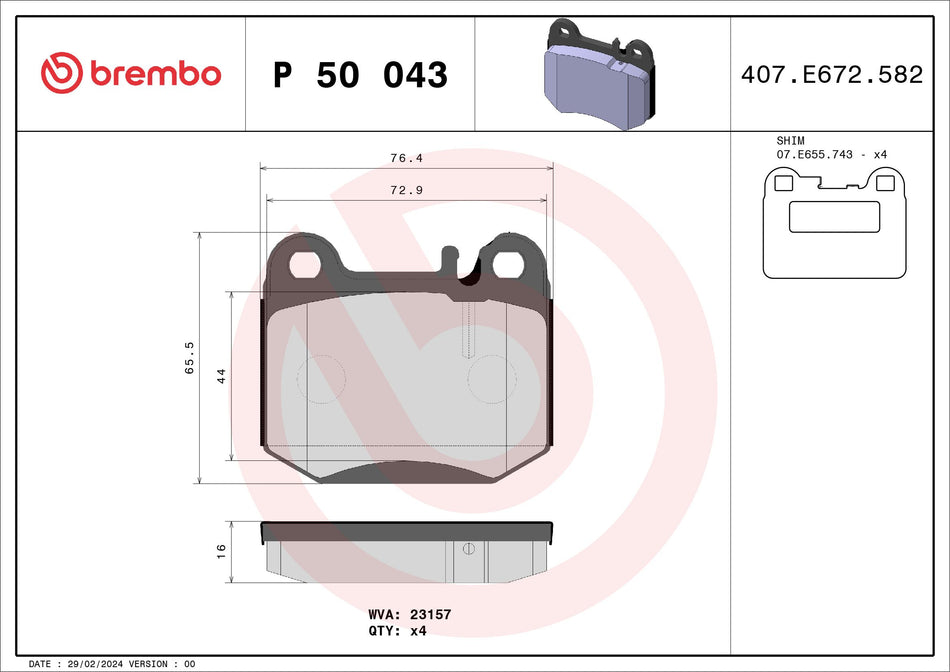Brake Pad Set, disc brake - P 50 043