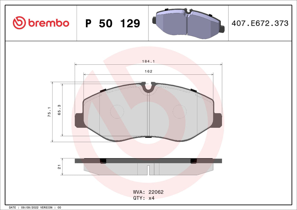Brake Pad Set, disc brake - P 50 129